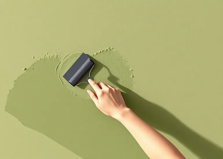 Application d'un enduit décoratif à la lisseuse sur un mur